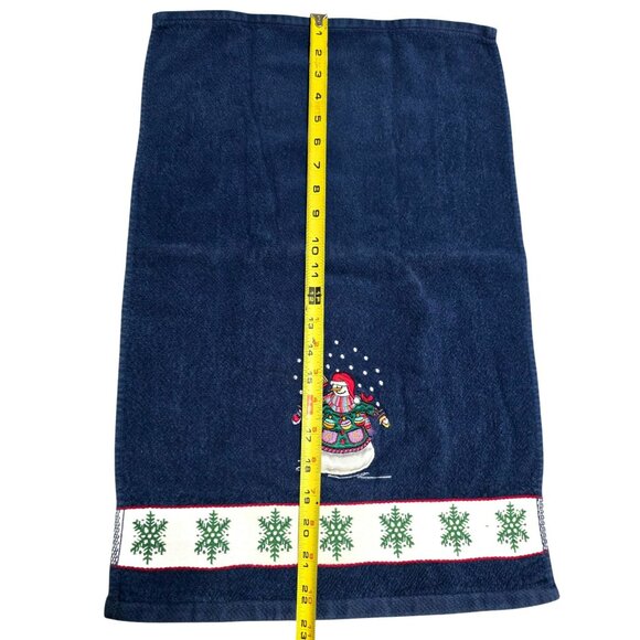 2 VTG Christmas Snowman Hand Towel Embroidered Snowflakes Tree Holiday Decor JCP - Picture 10 of 13
